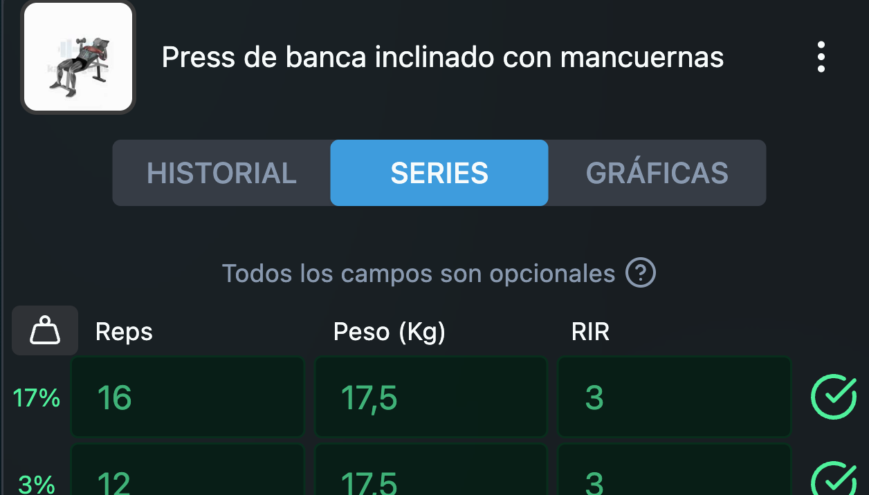 Registra tus entrenamientos